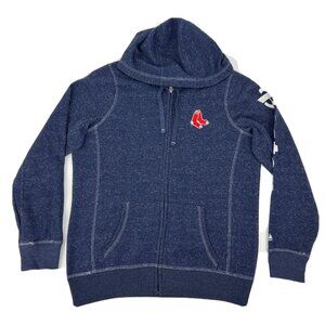 Boston Red‎ Sox Majestic Jacket Women XL Blue Space Dye Full Zip Fleece Hooded